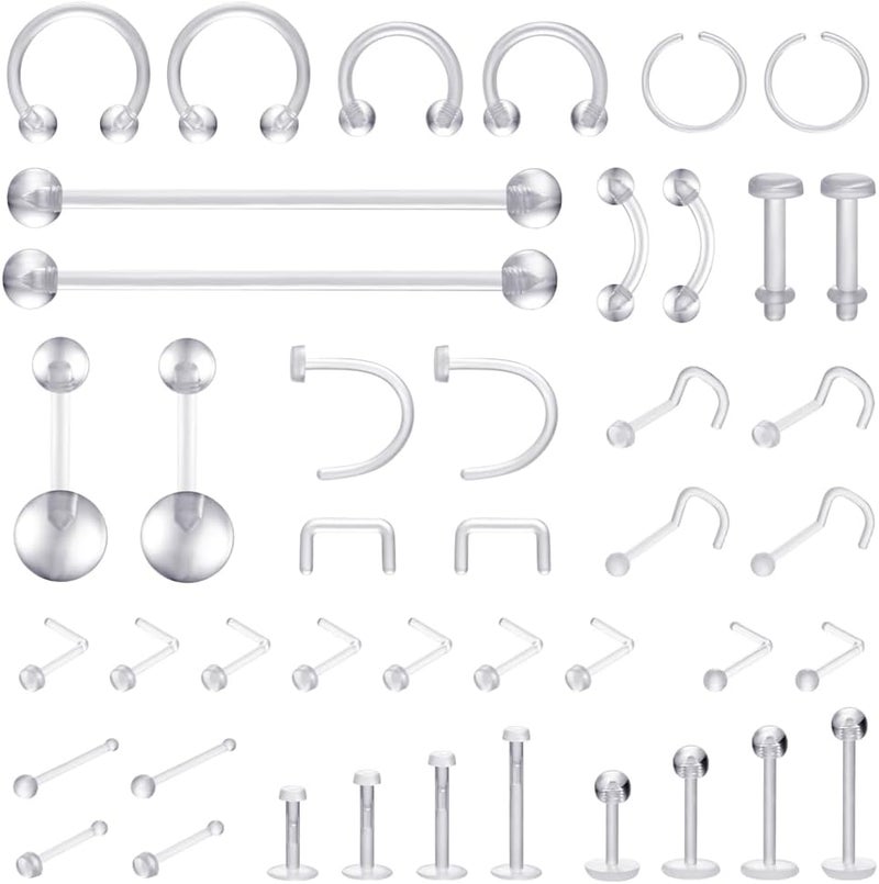 intera Clear Piercing Retainers for Bioflex Nose Rings Septum Cartilage Rook Daith Earrings Horseshoe Eyebrow Lip Tragus Belly Rings Retainers for Men and Women - Image 1
